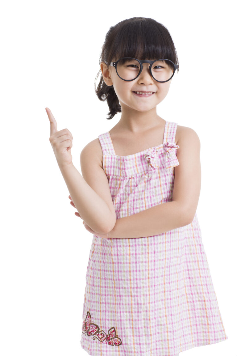 Cute little Chinese girl with glasses